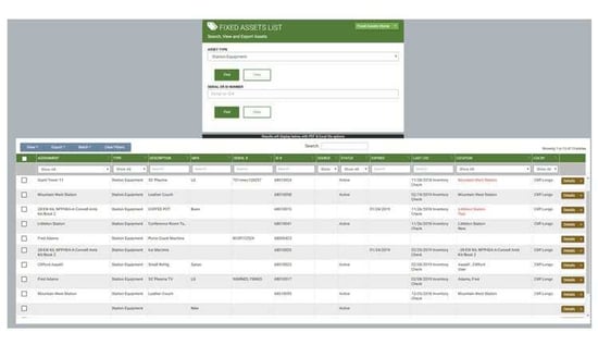 List of fire department critical assets in tracking software.